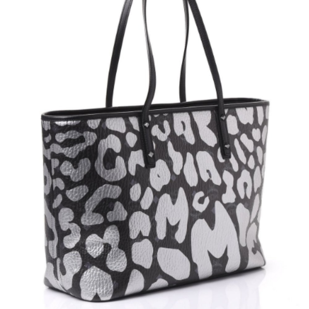 Pre-Loved Excellent Visetos Metallic Leopard Print Medium Anya Shopper Tote
